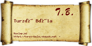 Turzó Béla névjegykártya